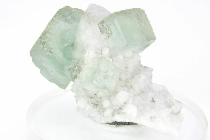 Green, Cubic Fluorite Crystals on Quartz - Inner Mongolia #216781